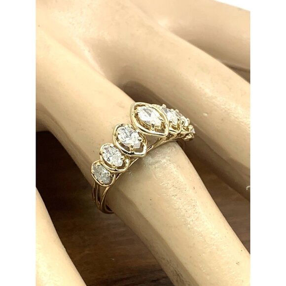 Women's Wedding Band 14k Yellow Gold Ring Diamond 0.50ctw Marquise Size 6.5 - Picture 8 of 14